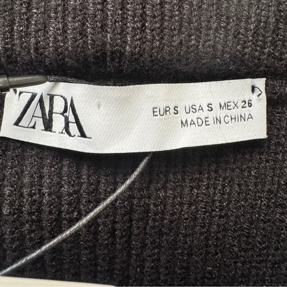 NWT Zara Knit Skirt Elastic Waistband Ribbed Trim Black Academia Soft Sz S - Picture 4 of 11